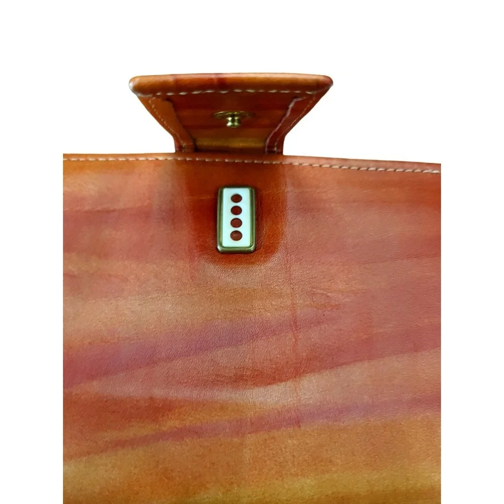 Vintage Rolfs‎ Genuine Leather Women's Wallet Coin Purse Orange Coral Swirl